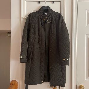 Hunter Green Cole Haan Signature Quilted Trench Coat